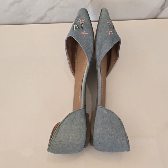 Report | FIG Denim Embroidered Floral pointy toe flats size 10 - Picture 9 of 11